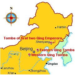 Map showing the location of the Qing tombs in NE China